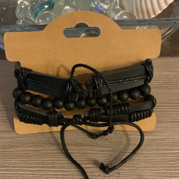 3 For $9 NEW Unisex Braided & Beaded Leather Bracelets - Picture 3 of 8